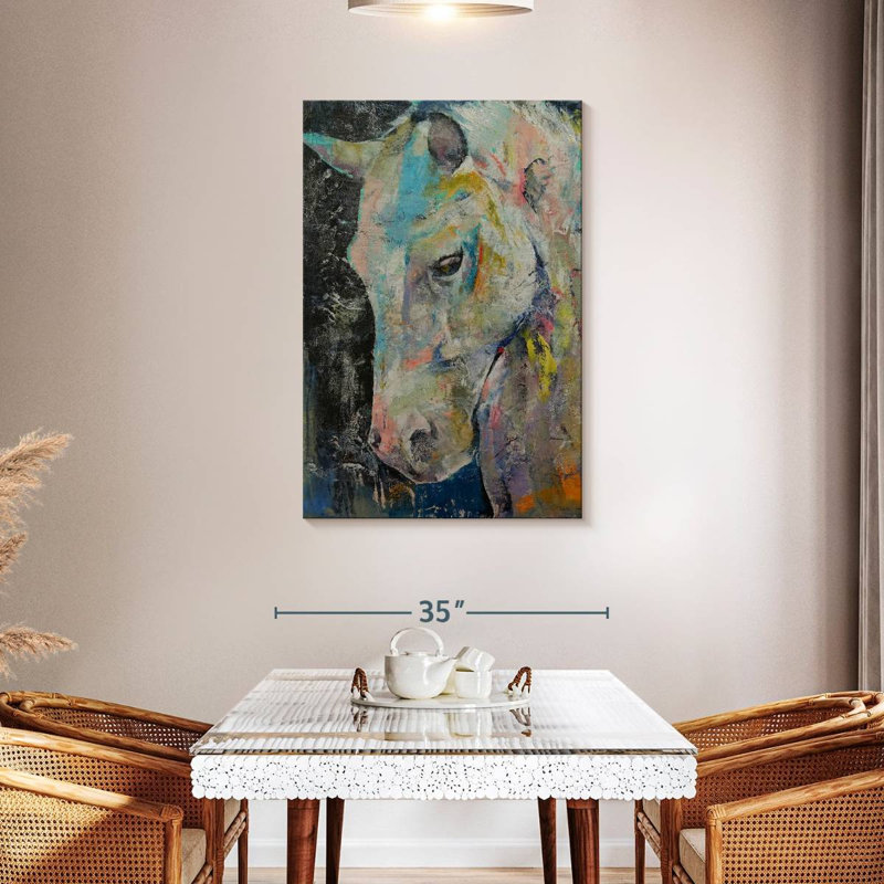 Brampt, peinture de cheval blanc, H 45 po x l 30 po