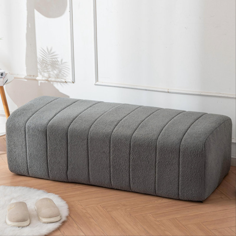  Banc de compression 51 po en peluche pour chambre à coucher ou salon, Gris
