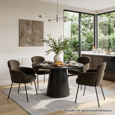 47"–83" Extendable Dining Table Set with Upholstered Armchairs