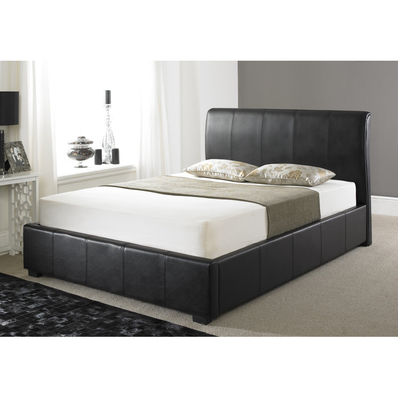 Ericka Upholstered Faux Leather Bed, Kingsize (5'), Black