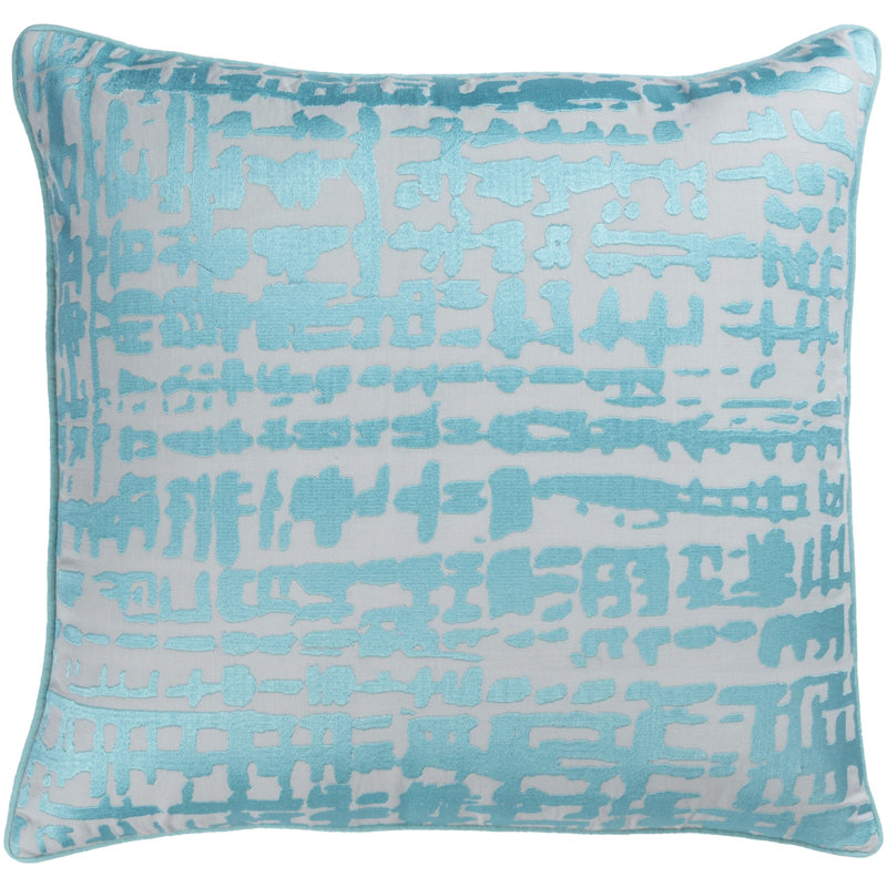 Hessian Linen Pillow Cover, 20" x 20", Aqua/Light Gray