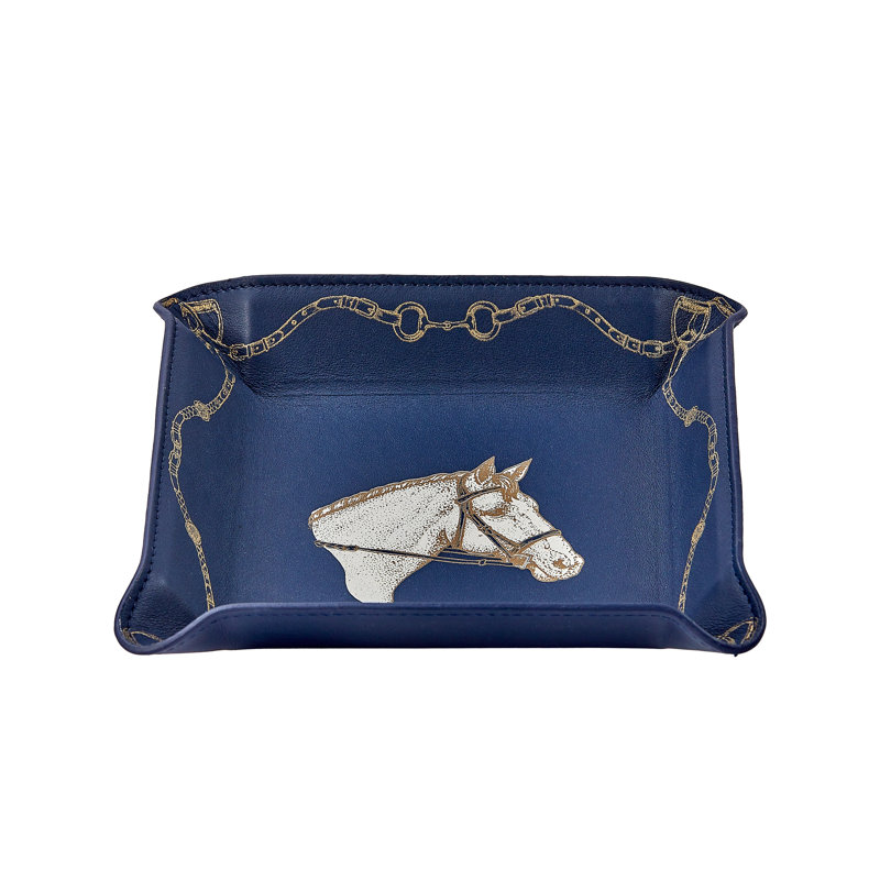 Equestrian Leather Catchall Tray, Blue