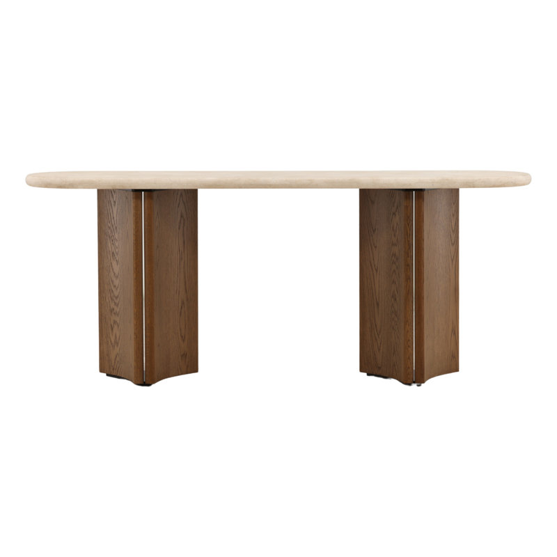 Oja Console Table Brown, Brown, Cream Marble / Brown, Cream Marble