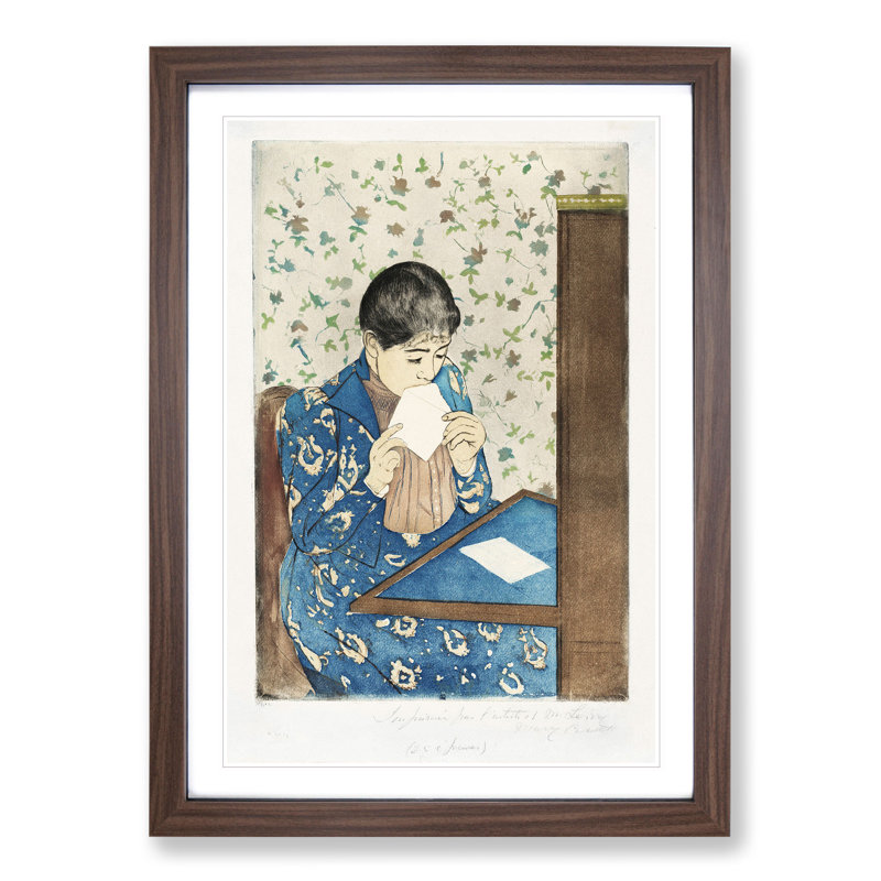 The Letter by Mary Cassatt - Picture Frame Graphic Art, 48cm H x 36cm W x 2cm D, Walnut Framed