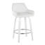 Tabouret de comptoir à hauteur fixe avec pivot en bois blanc et similicuir blanc avec repose-pieds rond chromé - ensemble de 2-796065641-796065643-796065646
