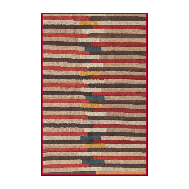 Tapis contemporain noir / brun / beige, Rectangle 5 pi x 7 pi