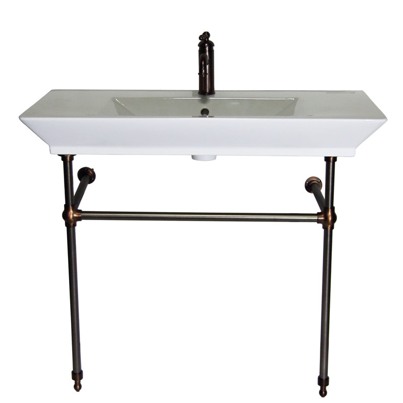Barclay Opulence 19.38'' White Fireclay Rectangular Bathroom Sink with Overflow, Single