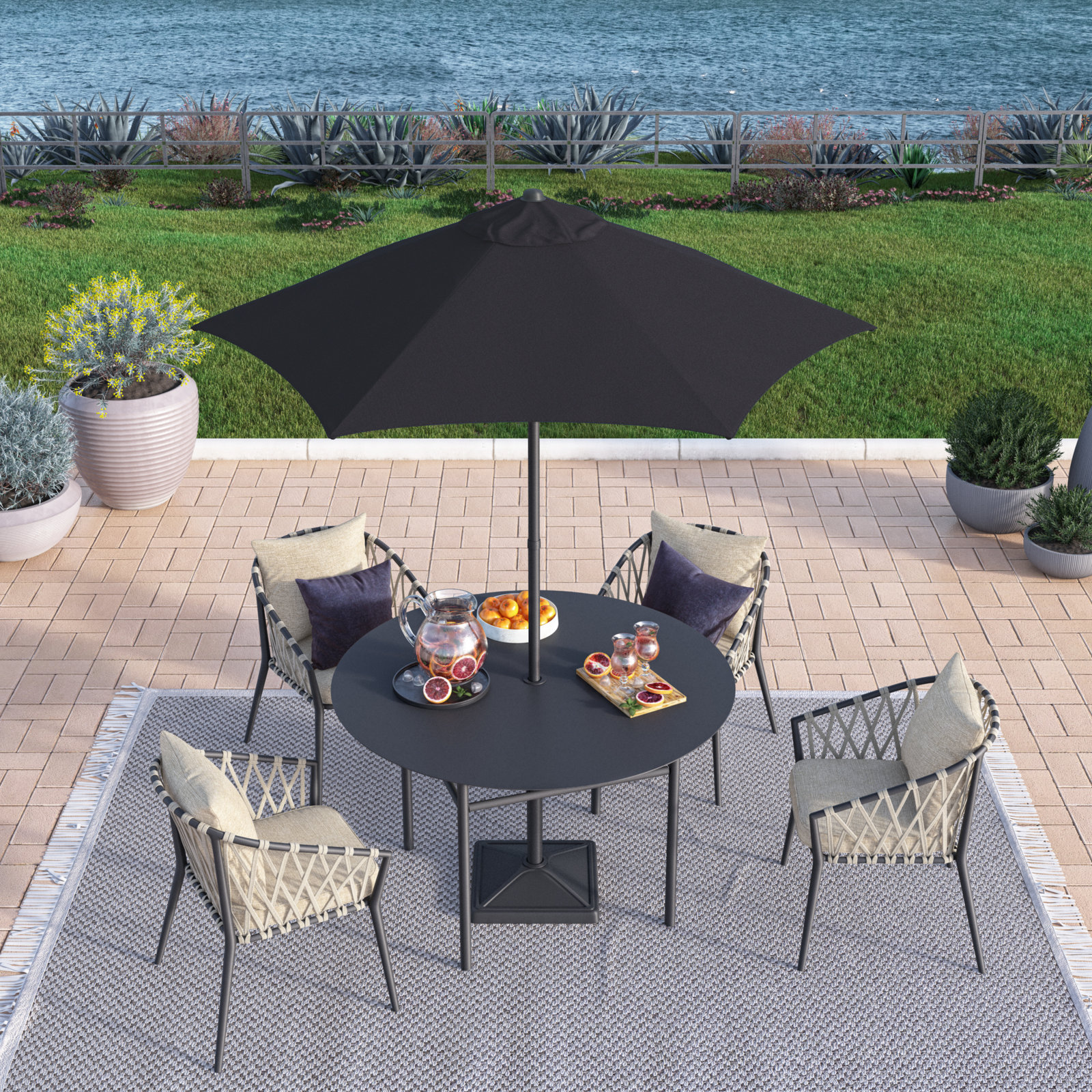 Toscana 90'' Outdoor Umbrella, Navy Blue - Polyester