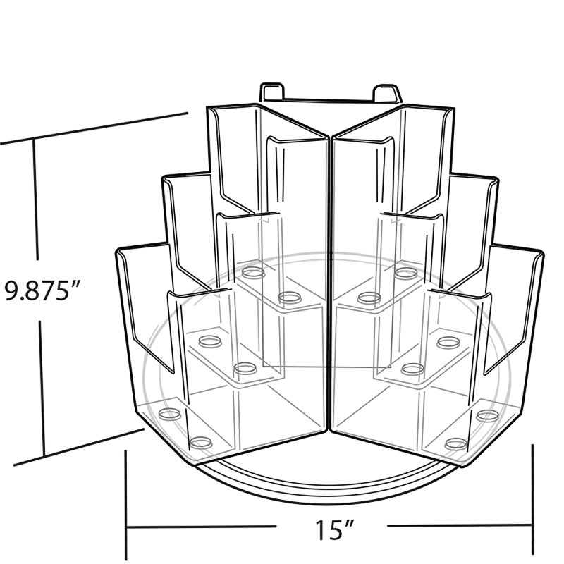 Nine-Pocket Three-Tier Revolving Trifold Brochure Holder