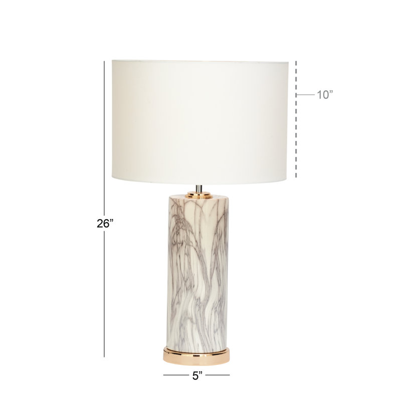 Lampe de table 26", Blanc / Cuivre