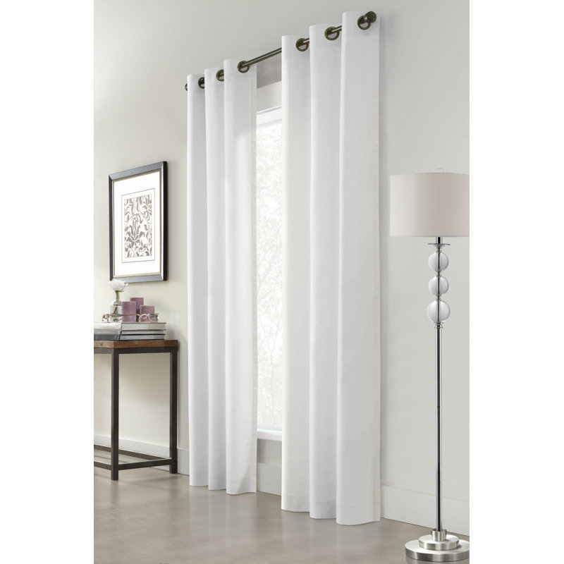 Mcgowen 100% Cotton Solid Room Darkening Thermal Grommet Curtain Panels, 40" W x 72" L, White