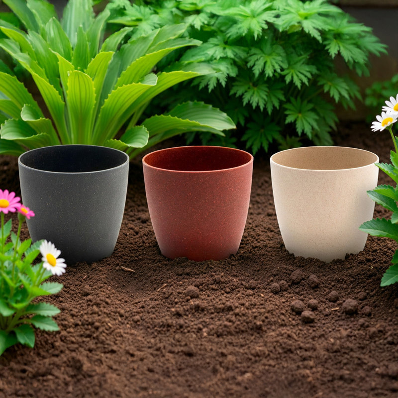 Boîte à fleurs ronde 5,5 "écologique Siena Asstd - ensemble de 3