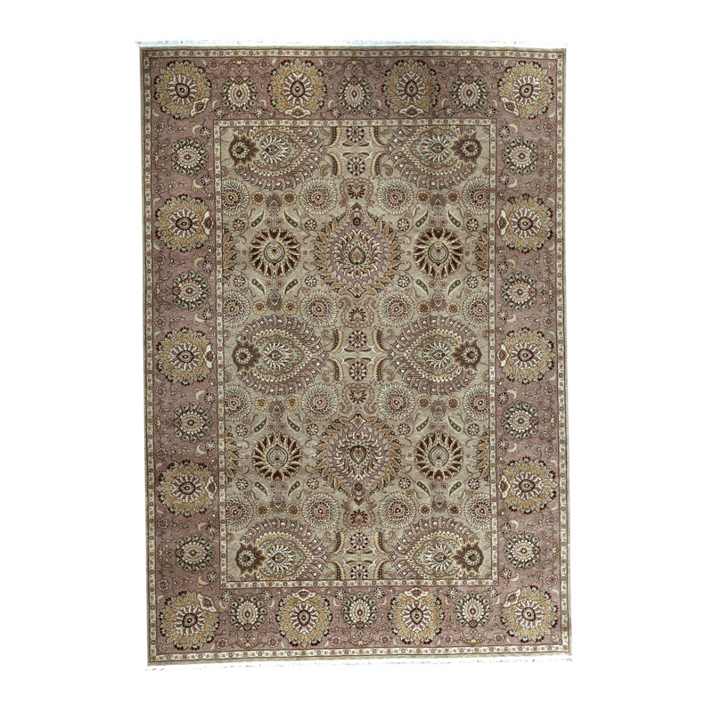 Tapis oriental beige / mauve en laine tissé à la main Manchuria