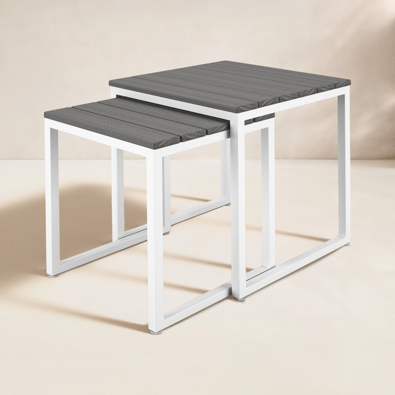 Townsend Nseting Outdoor Patio Side Table, Gray