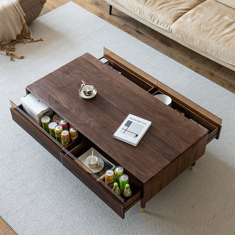 Simple rectangular solid wood coffee table, 17.7" H x 51.2" L x 25.6" W