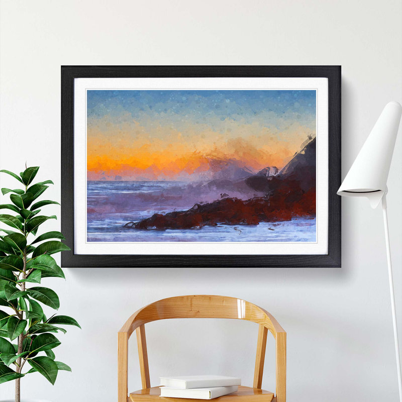 Waves in Portugal in Abstract - Picture Frame Graphic Art Print, 50cm H x 76cm W x 2cm D, Black