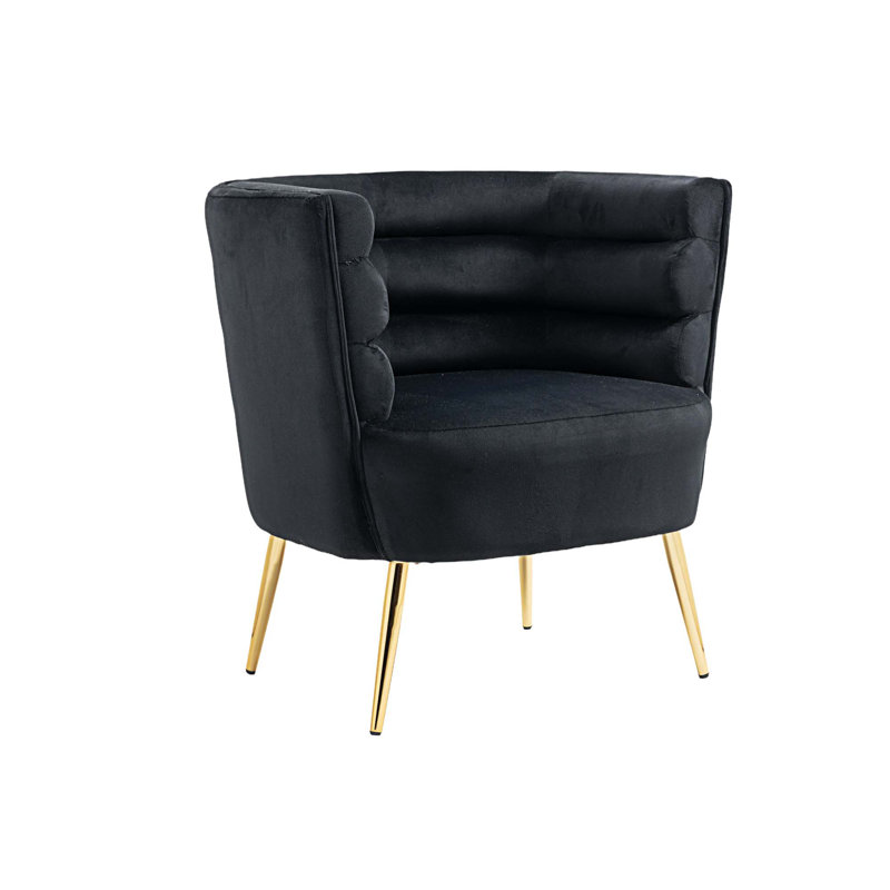 Fauteuil d'appoint rembourré classique en velours 0454F01C375B413CAA79F07379C234F7, Velours noir