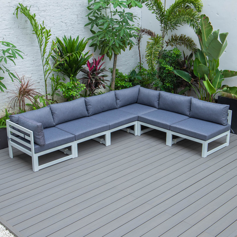 Ensemble de conversation modulaire avec coussins 6 pièces Chelsea, Bleu