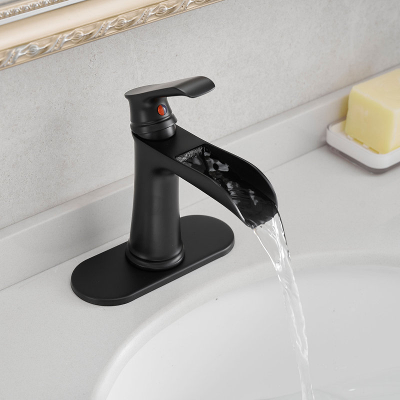 Robinet pour salle de bain à poignée simple Waterfall, Black