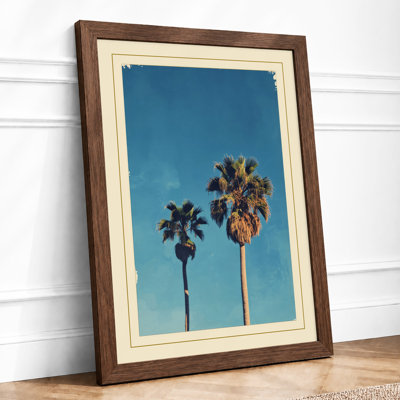 Palm Study in Teal Vintage - Framed Print