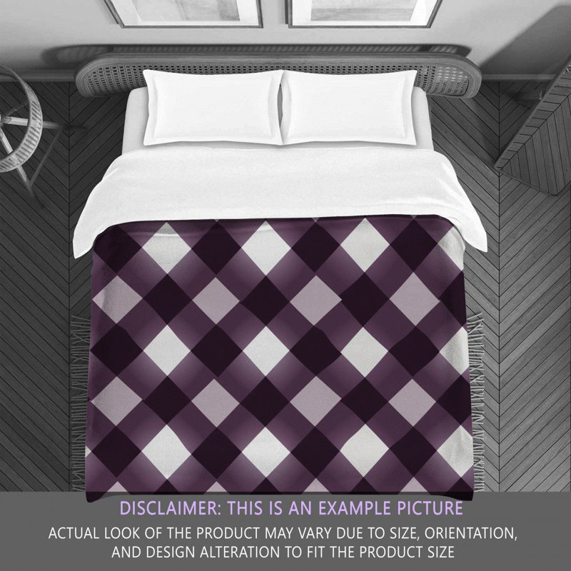 Machine Printed Comforter, Queen Comforter, Gray/Purple Argyle
