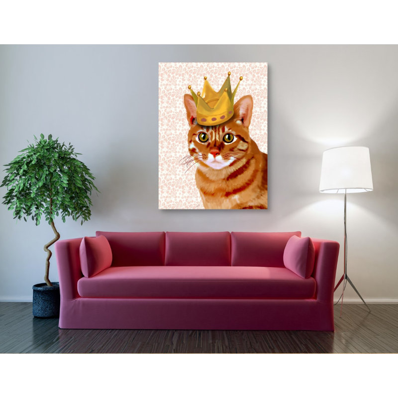 «Ginger Cat With Crown Portrait», impression sur toile tendue, H 54 po x l 40 po x P 1,5 po