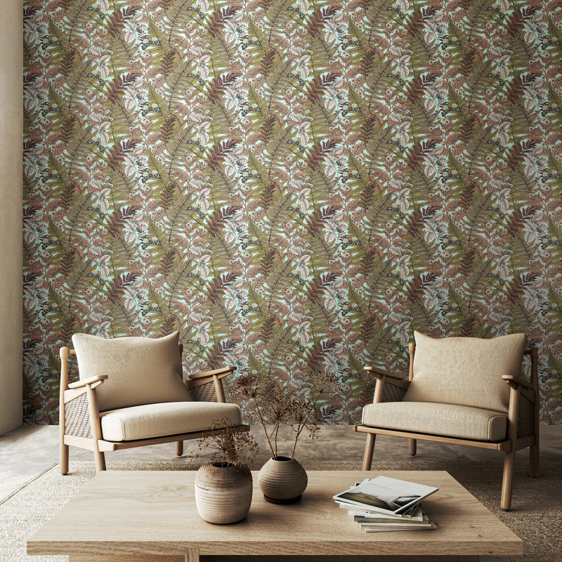 Wild Ferns Juniper Smooth Matt Wallpaper, Blue