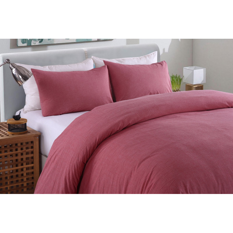 Messy Bed Duvet Cover Set Cotton Duvet Cover, Red, King