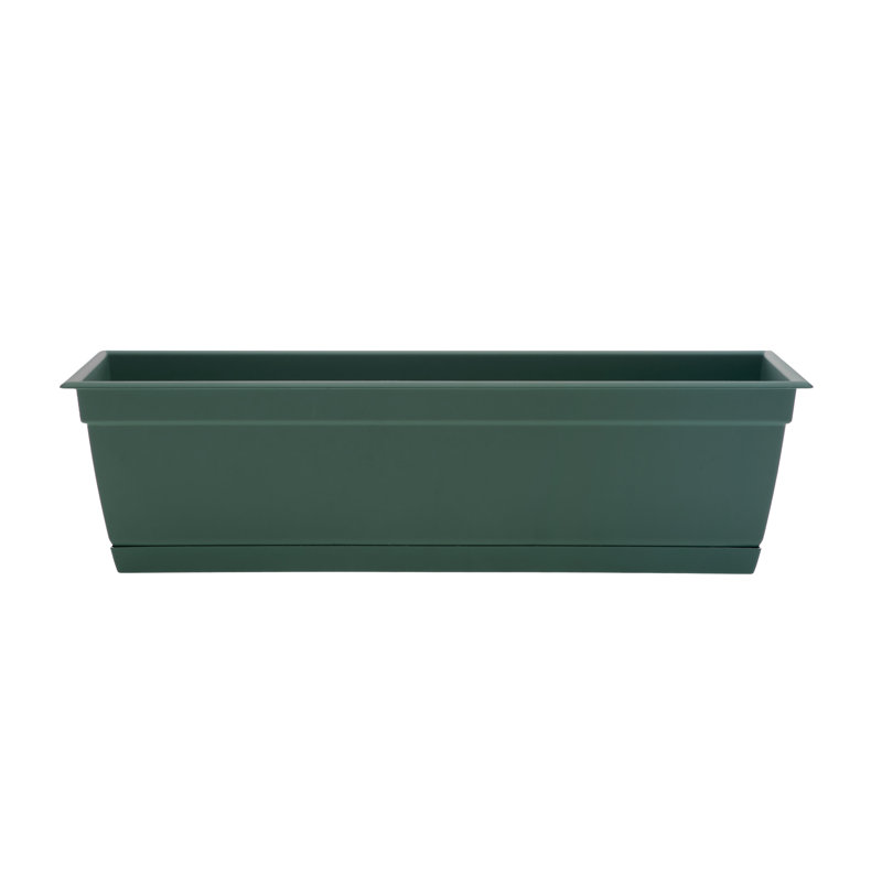 Boîte à fleurs rectangulaire en plastique recyclé pour l'intérieur et l'extérieur pour fenêtre Dayton, Vert tortue