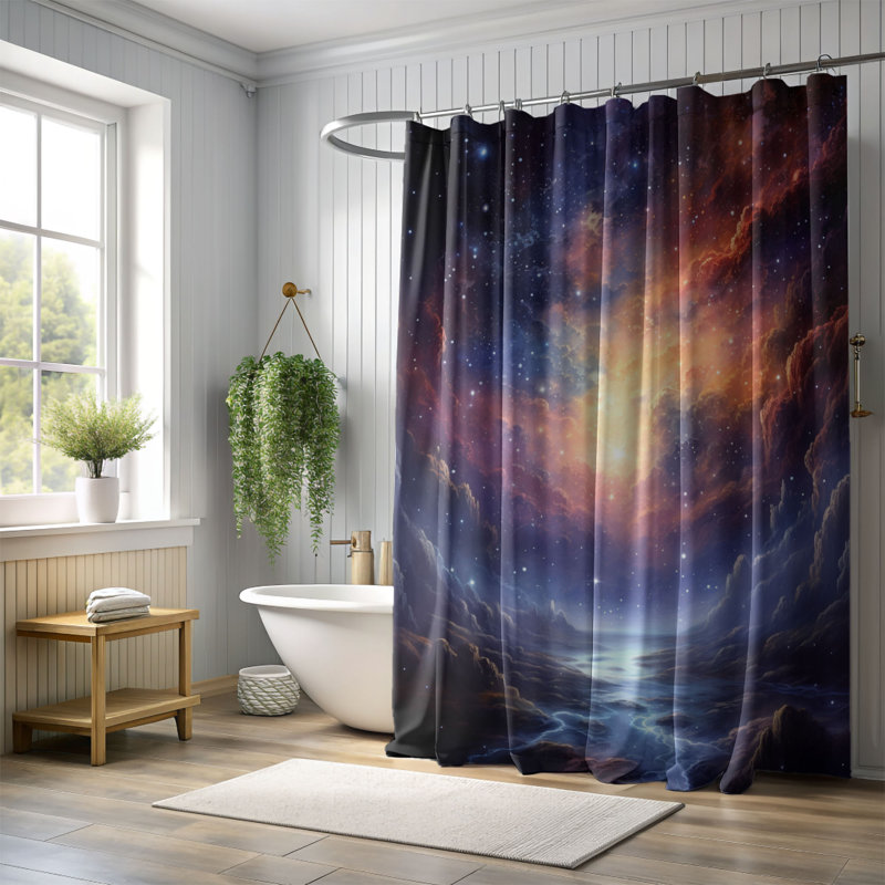 Rideau de douche 1 pièce Cosmic Night, H 74 po x l 71 po