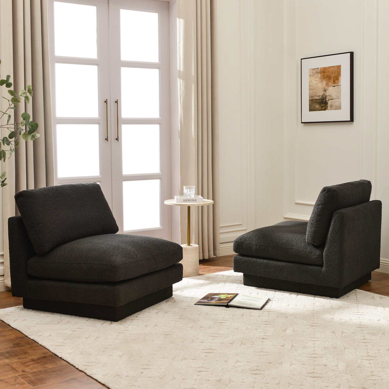 Woolf Boucle Slipper Chair, Black Boucle