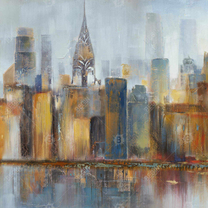 Cityscape with chrysler building - 32"x32" art on canvas