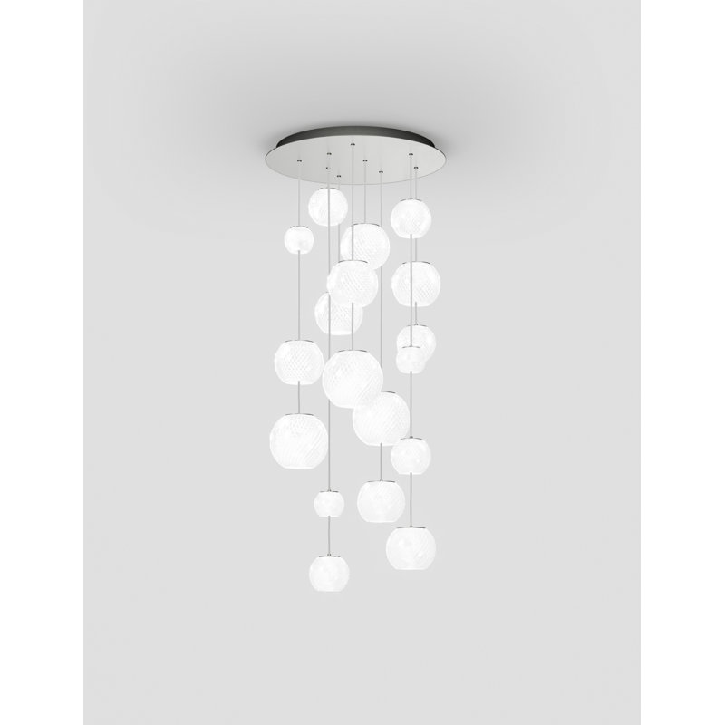 Oto 9 - Light Pendant, White Striped, Satin Nickel