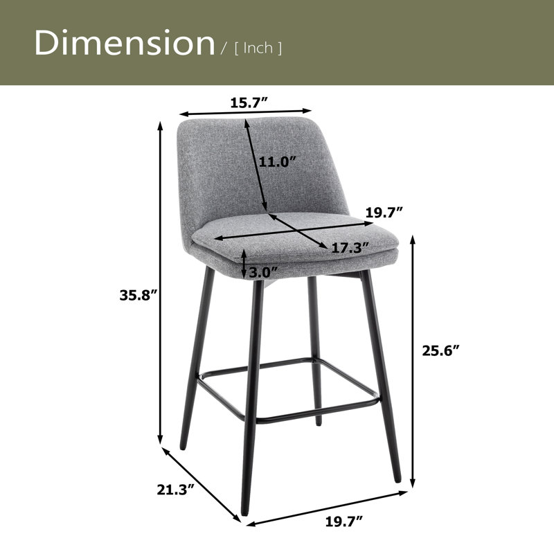 Ensemble de 2 tabourets de bar pivotants à hauteur de comptoir pivotant à 360 ° avec dossier et pieds en métal, Gris