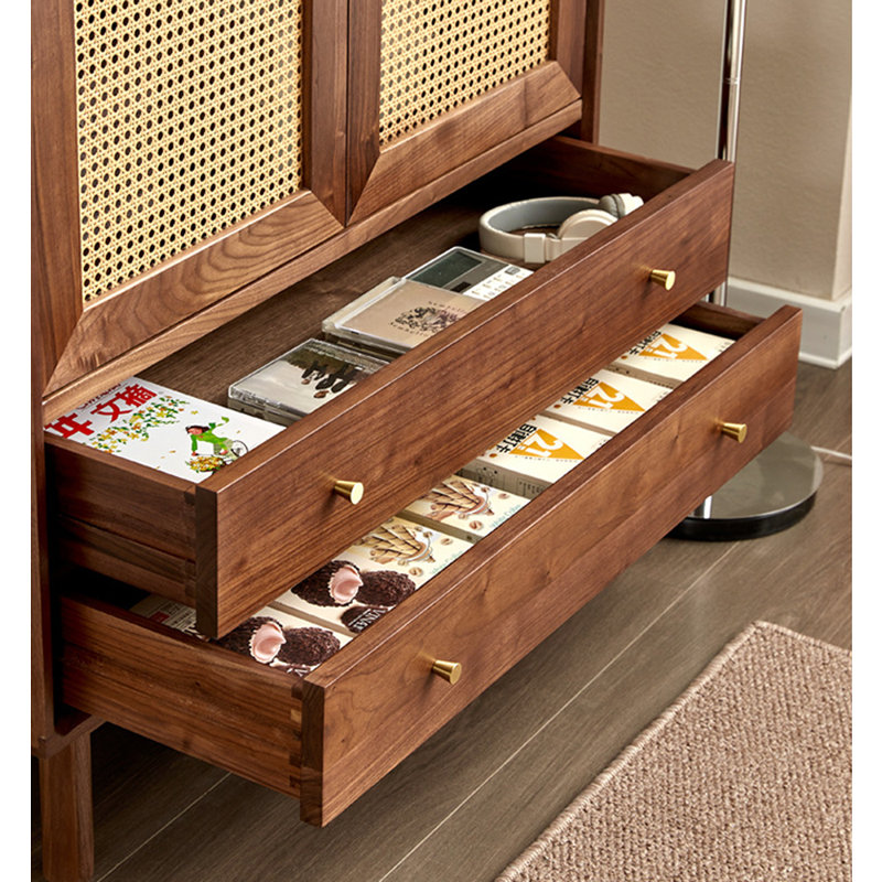 Vitrine simple en rotin, H 43,31 po x l 31,5 po x P 15,75 po