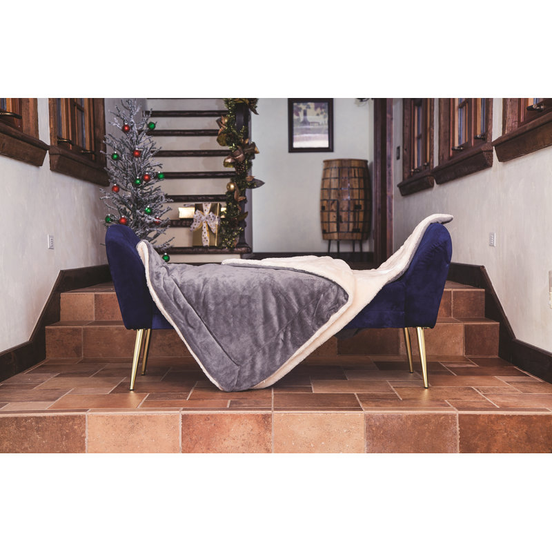Jeté de couette en peluche , Gris/beige