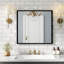 Miroir de salle de bain en aluminium argenté - 32 pouces, visibilité optimale, cadre durable, installation simple-129903705