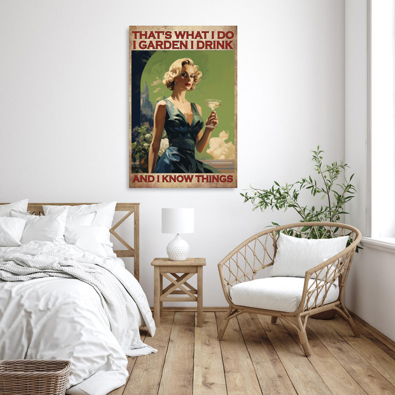 «Cynar Woman I Garden I Drink Wine 2», impression sur toile, H 36 po x l 24 po x P 1,25 po