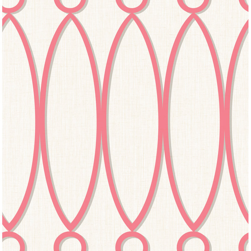 Rouleau de papier peint L 33 pi x l 20,5 po Keniyah Marquise Ribbon, Blanc cassé / fuchsia