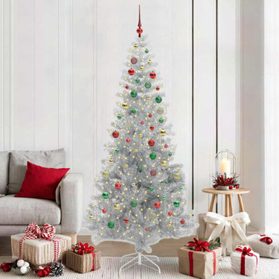 vidaXL Christmas Tree with 300 LEDs with Stand Silver PET