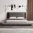 Floor Upholstered Platform Bed With Extended Wood Headboard & Bedside Shelf-71931122
