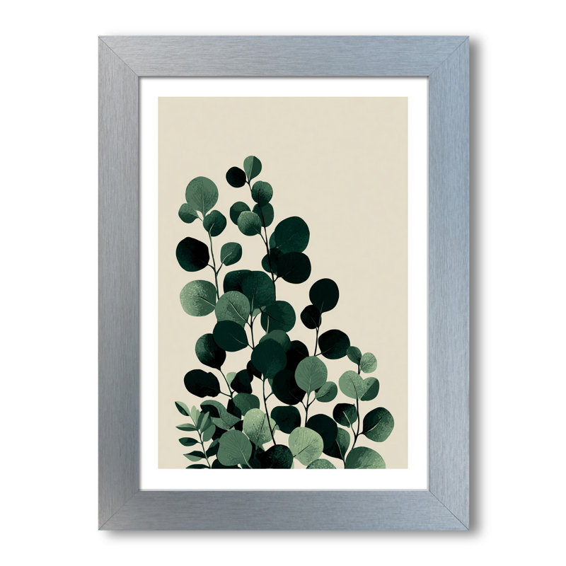 Scandinavian Eucalyptus Wall Art Home Decor Minimal Botanical Giclee Art Print of Eucalyptus Leaves in Deep and Sage Greens on Beige 1 Piece Wall Art