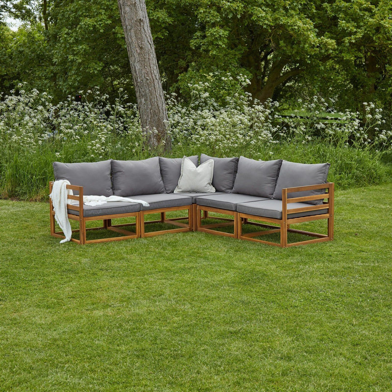 Rimasha Rowan Garden Lounge Set with Cushions, Grey