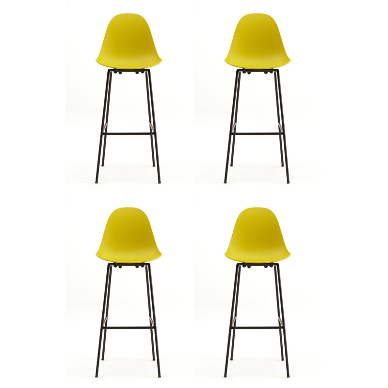 TA Bar & Counter Stool, Bar Stool (29.5" Seat Hight), Black, Mustard