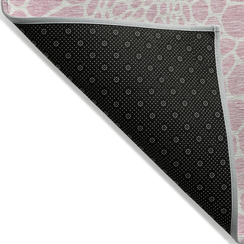 Tapis intérieur lavable à motif géométrique rose et ivoire 9 pi x 12 pi