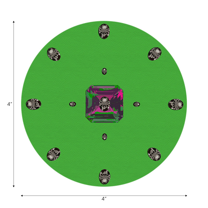 Sous-verres ronds en cuir vert acide Asscher, Vert acide