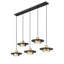 Lustre linéaire 5 lumières Ludo noir mat + or moderne-123222949