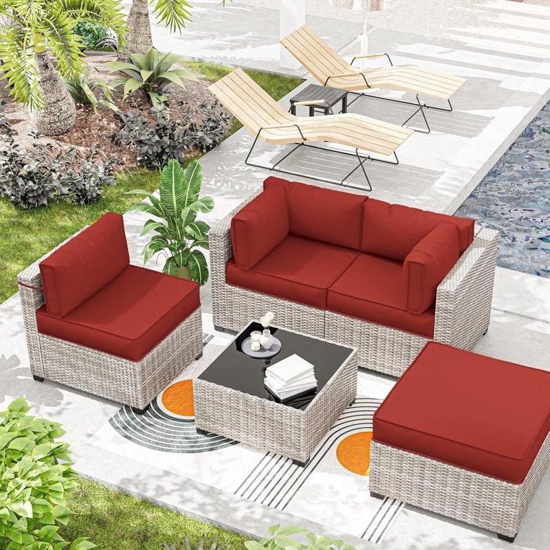 9 Pcs Outdoor Patio Cushions Covers With 4 Size，Covers Only, Terra Red