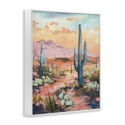  Soft Canyon Sunset Cacti Giclee Art by LSR Design Studio