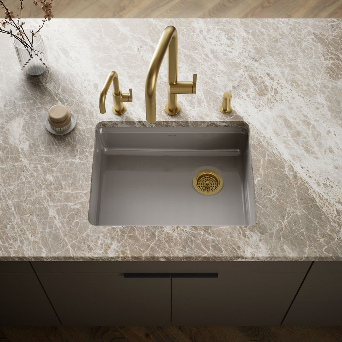 Riverby 25" Undermount Single Bowl Sink, Truffle